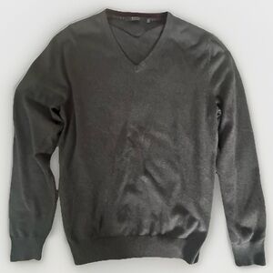 RW&CO. Men's Sweater, Grey Knit V-Neck Long Sleeve Shirt/Top/Pullover - Large